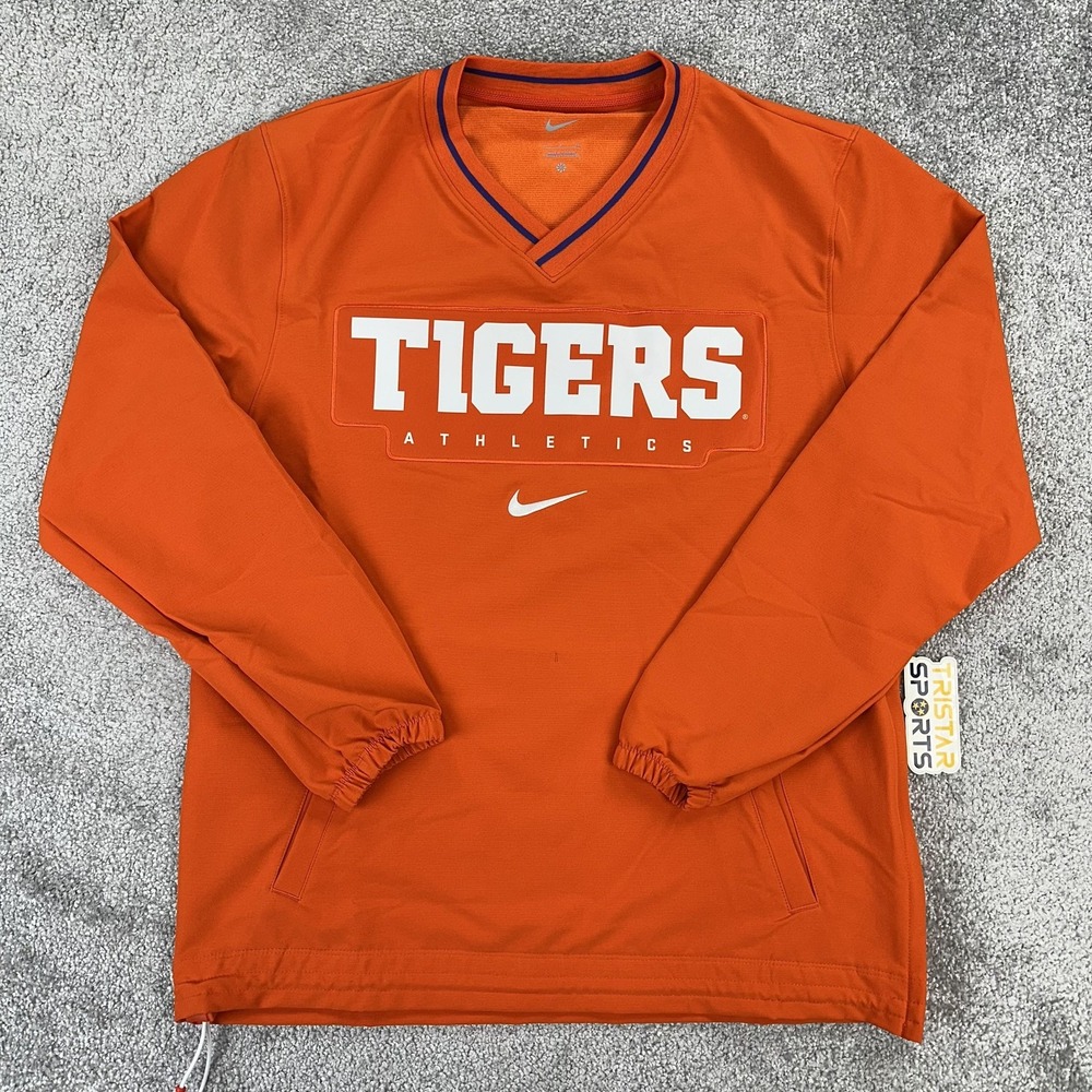 Clemson Tigers Jacket Mens Small Nike V-Neck Windbreaker Pullover PE Team Issue